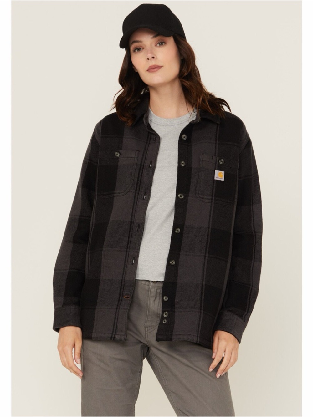 Carhartt Women’s Plaid Shacket Button Down Shirt Jacket 106450 Large NWT